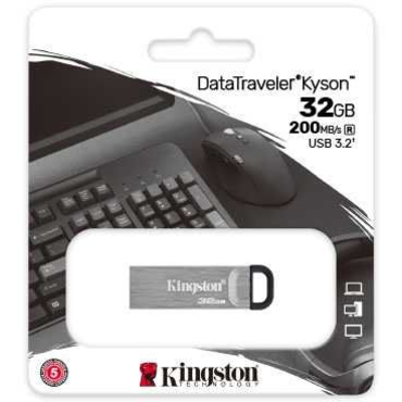 Память USB 3.2 32 GB Kingston DataTraveler Kyson, металл/черный (DTKN/32GB)
